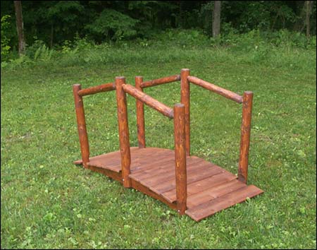 White Cedar Stained Single Rail Bridge