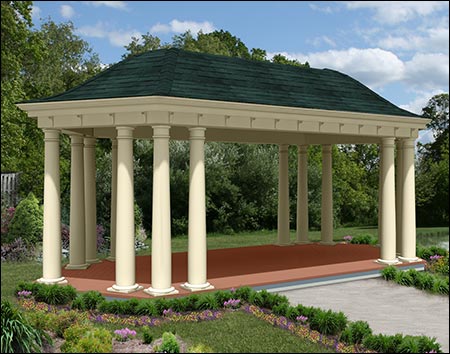 Vinyl Belle Roof Elongated Hexagon Gazebos