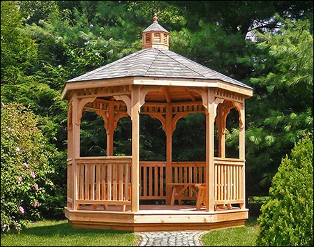 Red Cedar Single Roof Octagon Gazebos