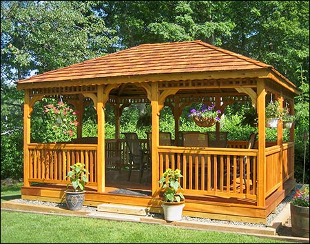 Red Cedar Single Roof Rectangle Gazebos