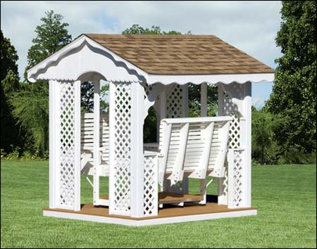 Vinyl Gable Roof Rectangle Gazebo Swings | Gazebo Swings