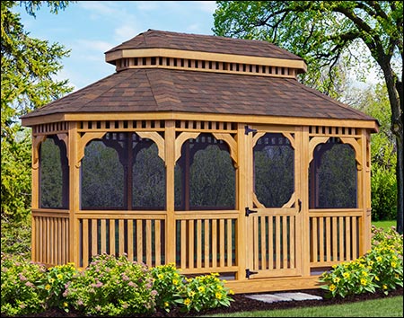 Treated Pine Double Roof Oval Gazebos