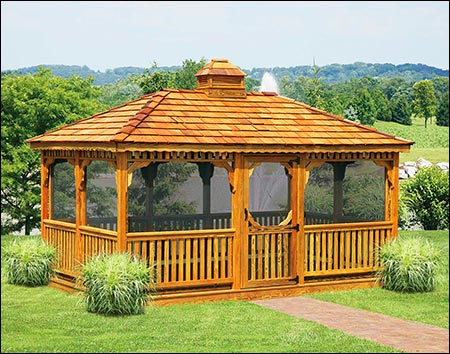 Treated Pine Single Roof Rectangle Gazebos