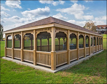 Treated Pine Single Roof Rectangle Gazebos