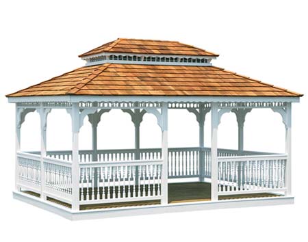 Treated Pine Double Roof Rectangle Gazebos