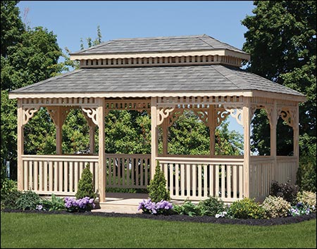 Treated Pine Double Roof Rectangle Gazebos