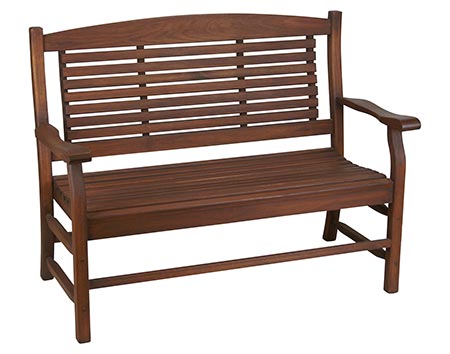 Red Grandis Slat Back 4 Bench