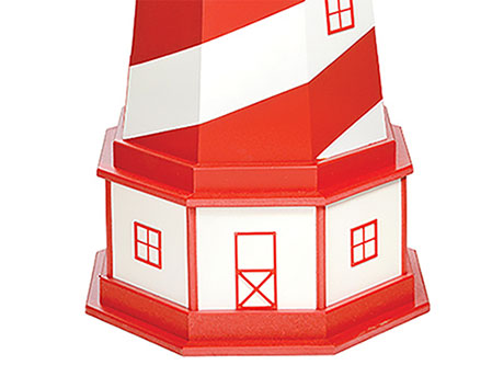 Poly Lumber/Wooden Hybrid White Shoal Lighthouse Replica with Base