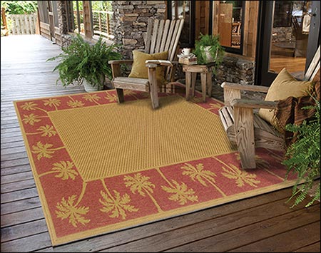 Lanai Palm Rug - Rust