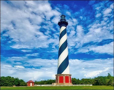 Poly Lumber/Wooden Hybrid Cape Hatteras Lighthouse Replica with Base