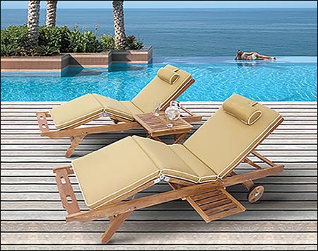 Teak Reclining Sunbed