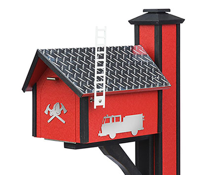 Poly Lumber Deluxe Fire Truck Mailbox and Post Cover