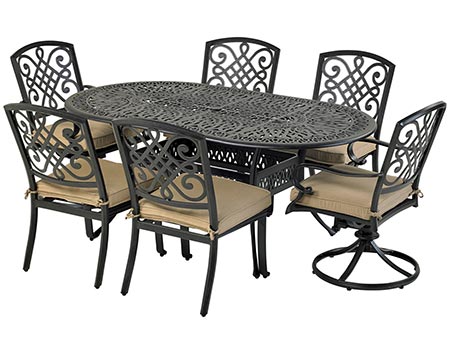 Aluminum 7 Pc. Dining Set - 72" Oval Table