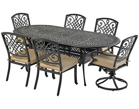 Aluminum 7 Pc. Dining Set - 84" Oval Table