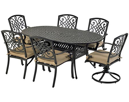 Aluminum 7 Pc. Dining Set - 72" Oval Table