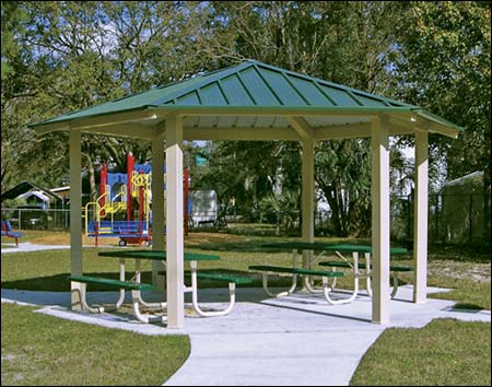 20' x 20' All Steel Orchard Pavilion Shown w/Powder Coated Steel Frame, Tables Not Included