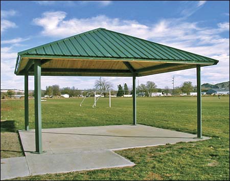 20' x 20' Steel Frame Forestview Pavilion Shown w/Powder Coated Steel Frame and Metal Roof