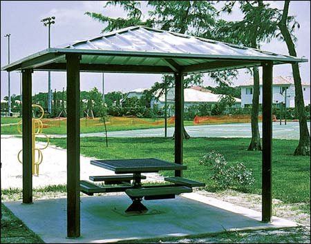 12' x 12' All Steel Forestview Pavilion Shown w/Powder Coated Steel Frame, Table Not Included