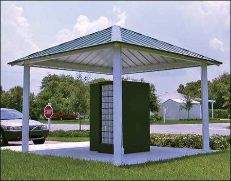 14' x 14' All Steel Forestview Pavilion Shown w/Powder Coated Steel Frame, Mail Boxes Not Included