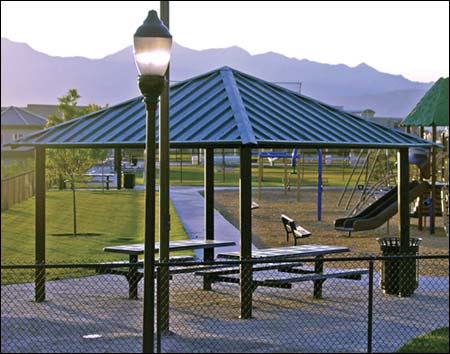 16' x 16' All Steel Forestview Pavilion Shown w/Powder Coated Steel Frame, Tables Not Included