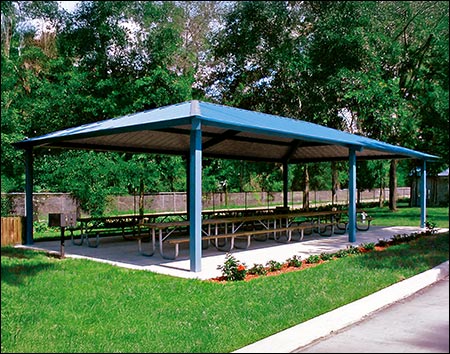 24' x 44' All Steel Rectangular Summerset Pavilion Shown w/Powder Coated Steel Frame, Tables Not Included