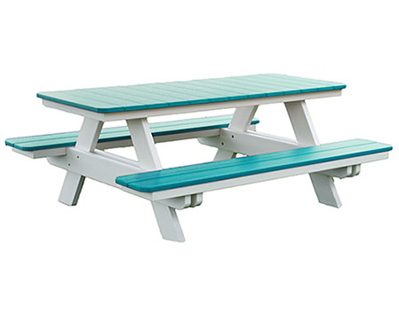 Poly Lumber Rectangular Picnic Table w/Attached Benches