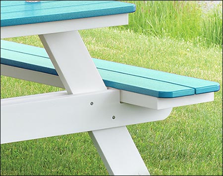 Poly Lumber Rectangular Picnic Table w/Attached Benches