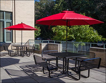 46" Square Expanded Metal Picnic Table w/Backed Benches