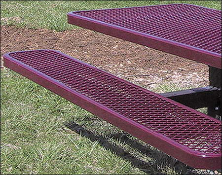 6 Pedestal Expanded Metal Picnic Table