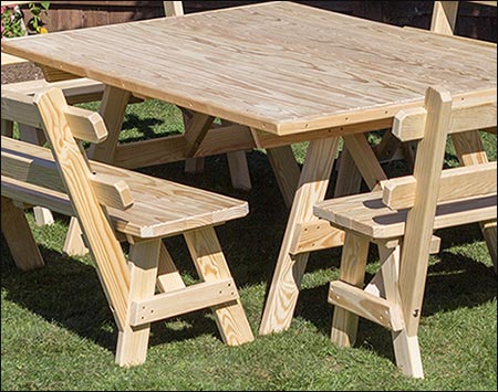 Treated Pine Wide Picnic Table w/4 Backed Benches