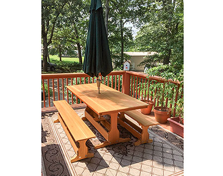 Red Cedar Rectangular Trestle Picnic Table Set