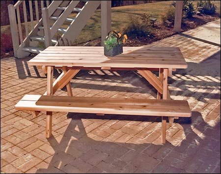 Red Cedar Picnic Table w/Attached Benches