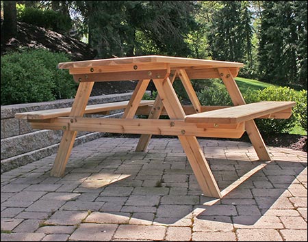 Red Cedar Picnic Table w/Attached Benches