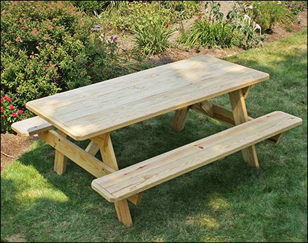 Treated Pine Picnic Table W Attached, How Wide Should A Picnic Table Bench