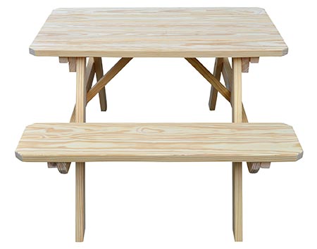 Yellow Pine Picnic Table w/ Attached Benches