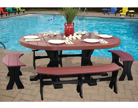 Poly Lumber 5 Piece Oval Picnic Table with Benches