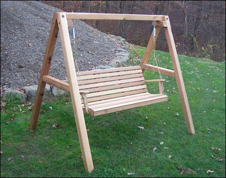 Wooden swing sales bench with stand
