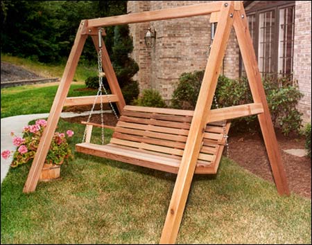 Red Cedar American Classic Porch Swing w/A-Frame Swing Stand