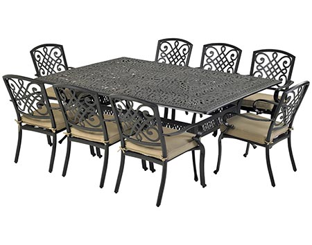 Aluminum 9 Pc. Dining Set - 84" Rectangular Table