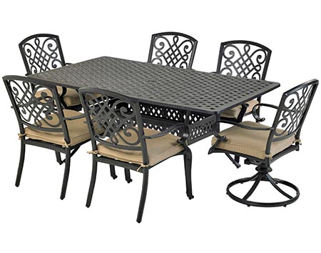 Aluminum 7 Pc. Dining Set - 72" Rectangular Table