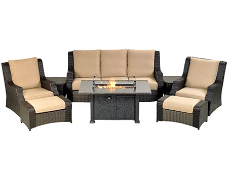 Wicker 8 Pc. Fire Deep Seating Group