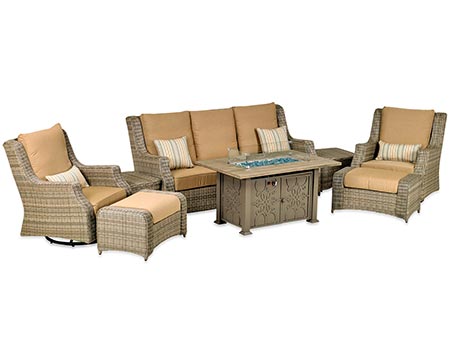 Wicker 8 Pc. Fire Deep Seating Group