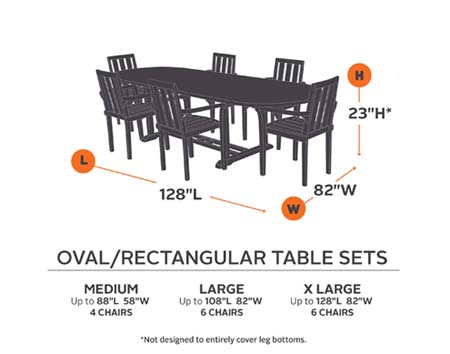88" Rectangular/Oval Veranda Table and 6 Standard Chair Cover