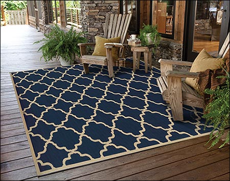 Riviera Lattice Rug - Navy