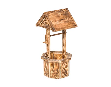 Rustic Pine Wishing Well Planter