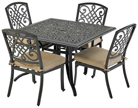 Aluminum 5 Pc. Dining Set - 44" Square Table