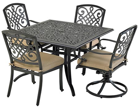 Aluminum 5 Pc. Dining Set - 44" Square Table