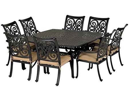 Aluminum 9 Pc. Dining Set - 64" Square Table