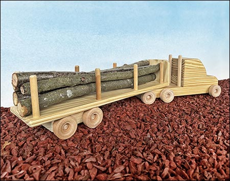 Treated Pine Semi-Truck Toy /w Log Trailer
