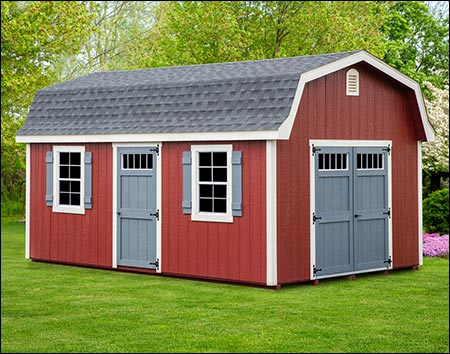 12' x 18' SmartSide Siding Deluxe Barn Shed shown with Extra Single Door and Deluxe Gable Vents